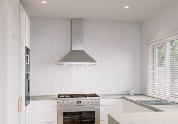 Herringbone splashback panel